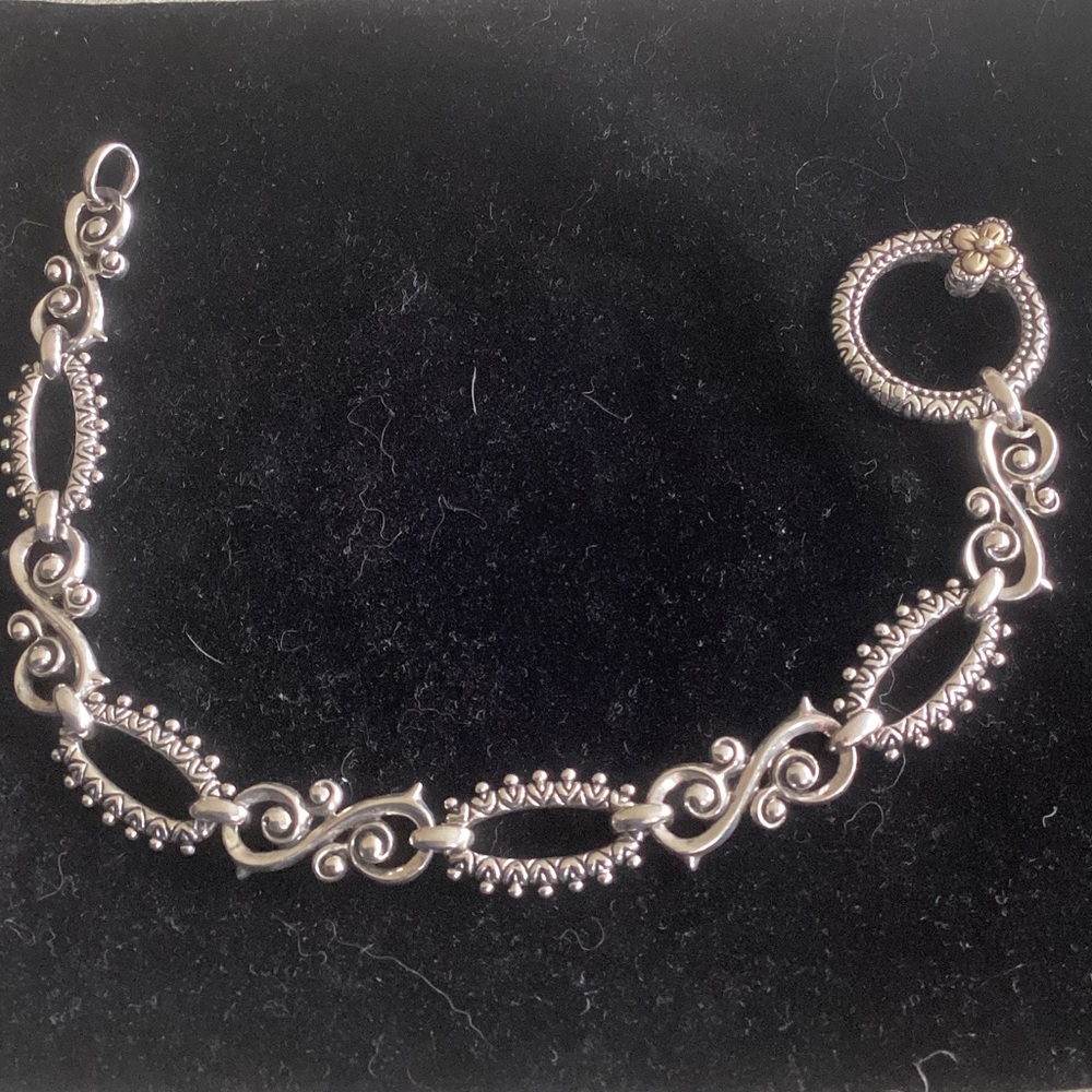 Elegant Sterling silver 18 k gold Barbara Bixby Bracelet with Ornate Design
